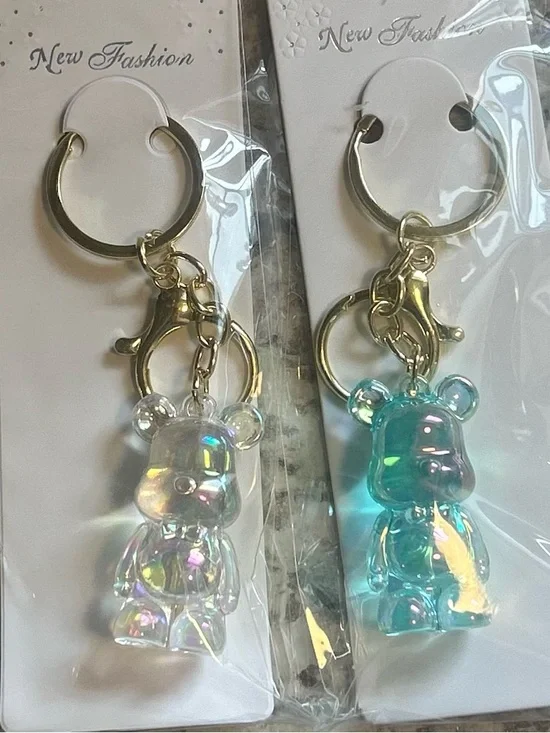 Iridescent Bear Charm Keychain - You pick a set of 2 - Picture 4 of 5